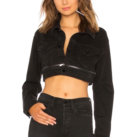 Cotton Citizen Super Crop Faded Black Denim Jacket